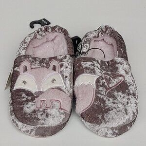 ADORABLE GIRLS FOX Slippers Plush Slipper Shoes Metallic Shine BNWT Size 4/5